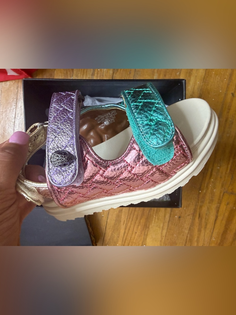 Kurt Geiger Kids Metallic Quilted Mary Janes - Pink, Purple & Teal